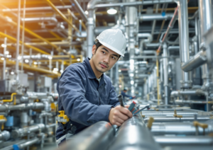 工場の水道工事男性